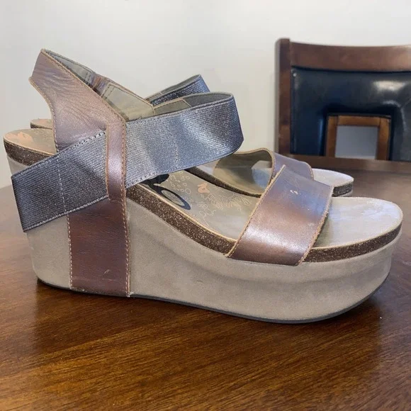 OTBT Sandals Womens 10 M Bushnell Casual Open Toe Wedge Slingback Brown-Neutral - Picture 6 of 13